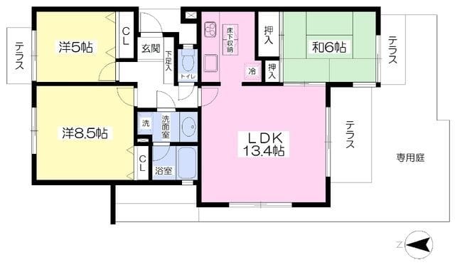 グランドール西山 106 間取り図