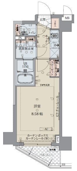 プレスタイル神楽坂 503 間取り図