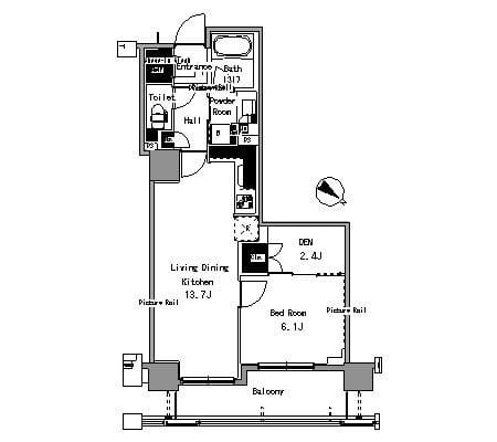 パークアクシス日本橋浜町 509 間取り図