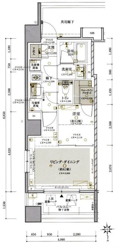 クレヴィア恵比寿 408 間取り図