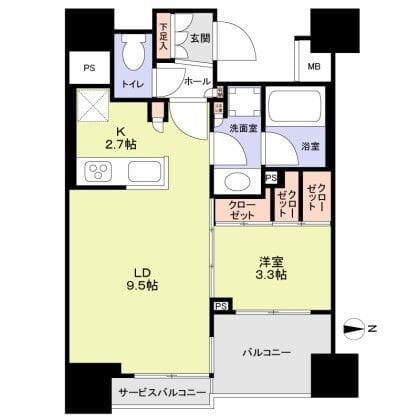 クレヴィア恵比寿 904 間取り図