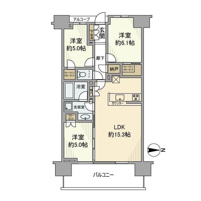 シティハウス豊洲キャナルテラス 1007 間取り図