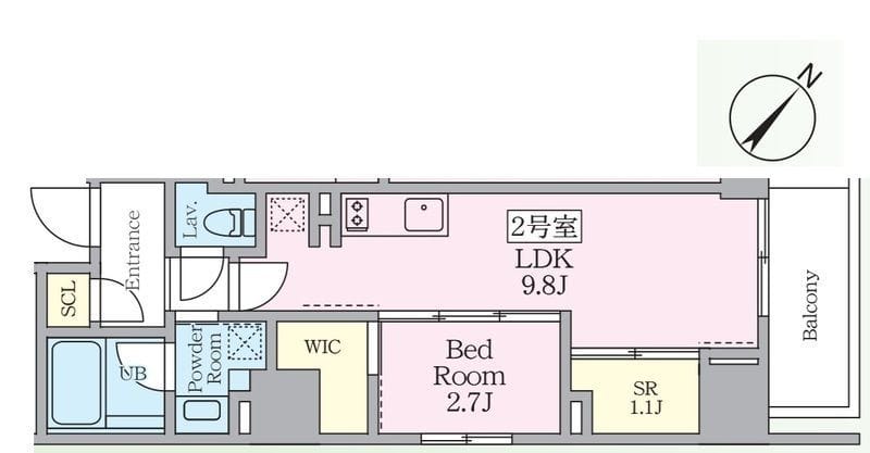 プライムブリス横濱関内 702 間取り図