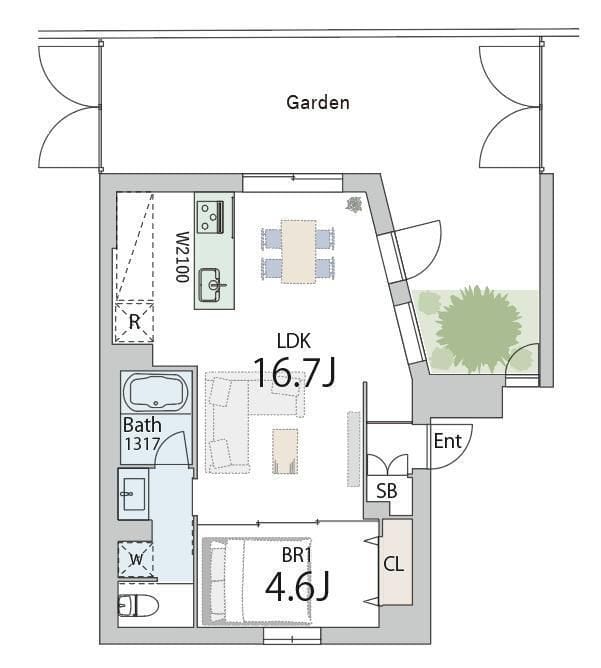 GranDuo世田谷弦巻 103 間取り図