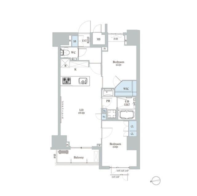 ディームス蔵前 1102 間取り図