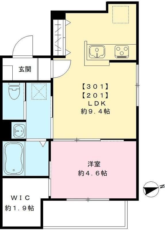プリュム四谷 301 間取り図