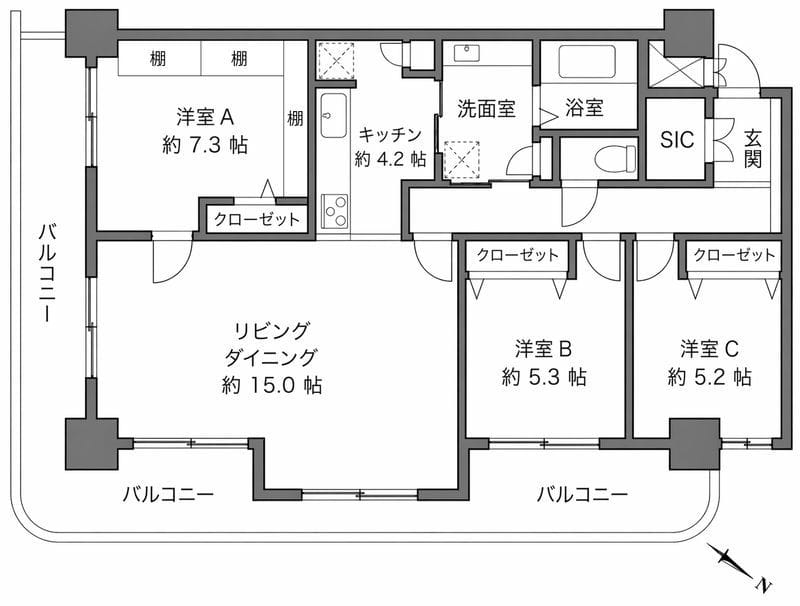 ハイネス目黒 206 間取り図