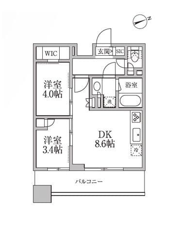 レジディア新御徒町Ⅱ 1202 間取り図