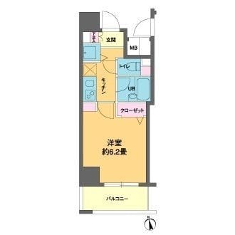 カスタリア新富町Ⅲ 202 間取り図