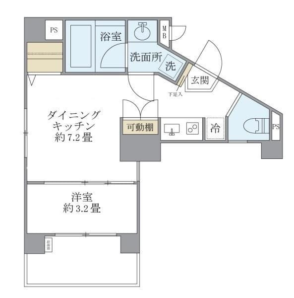 アールプライム大手町 303 間取り図