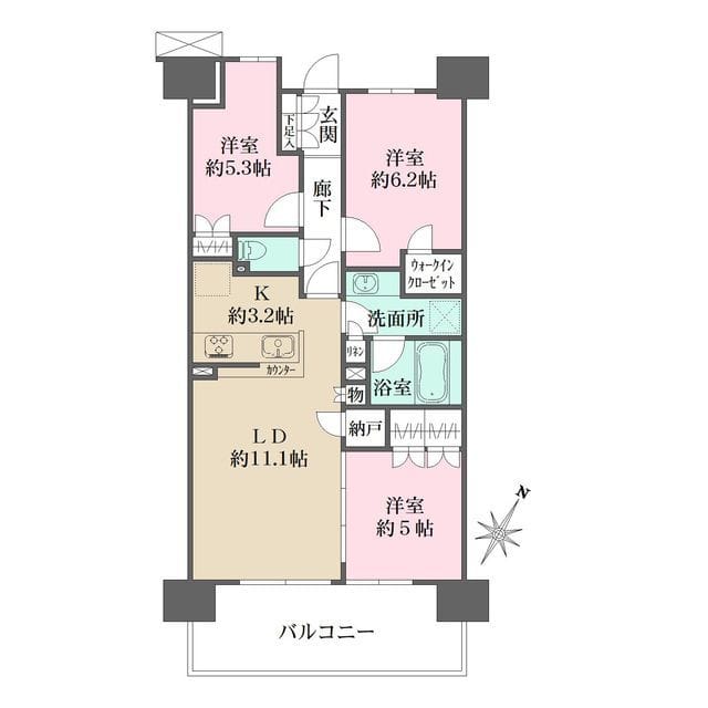 ザ・パークハウスオイコス赤羽志茂フォーススクエア 604 間取り図