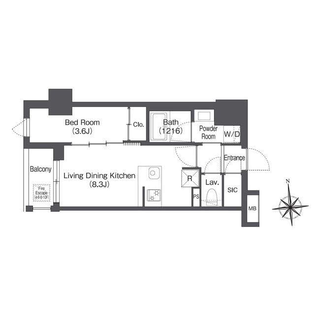 ディームス上野御徒町 0203 間取り図