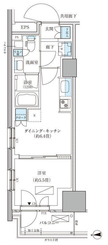パークアクシス品川天王洲アイル 216 間取り図