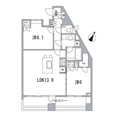 グランステューディオ中目黒 902 間取り図