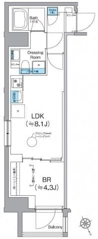 クレヴィアリグゼ日暮里根岸 0604 間取り図