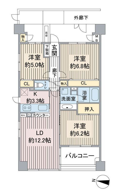 ヴィルヌーブ東戸塚プレジール 215 間取り図