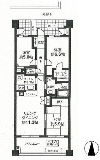 ヴィルヌーブ東戸塚プレジール 712 間取り図