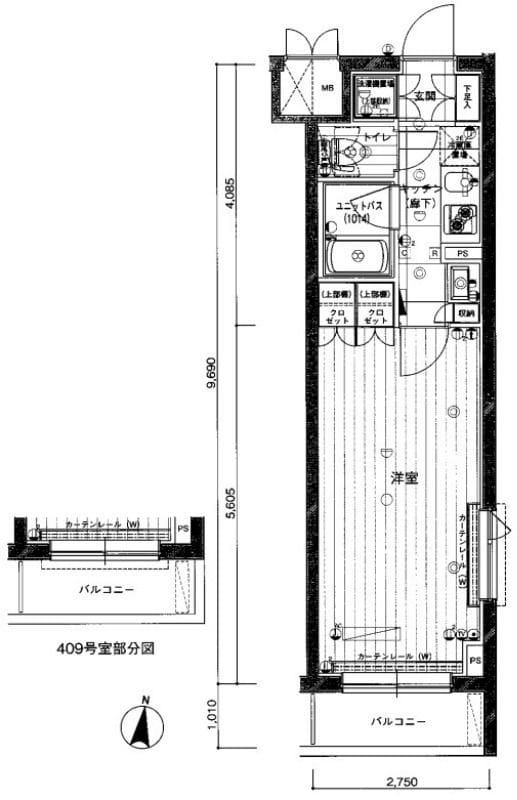 ルーブル赤羽 409 間取り図