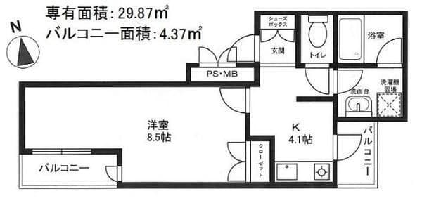セレーノS2 201 間取り図