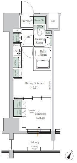 ONE ROOF RESIDENCE TAMACHI 702 間取り図