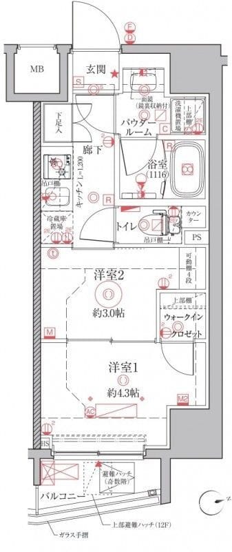 クレイシアIDZ上野 404 間取り図