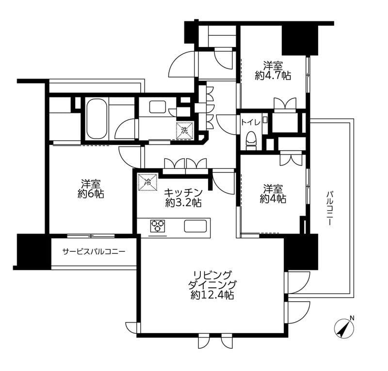 アトラス表参道 54万円/30,000円/入力なし 間取り図