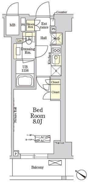 THE CLASS MINAMIAZABU 715 間取り図