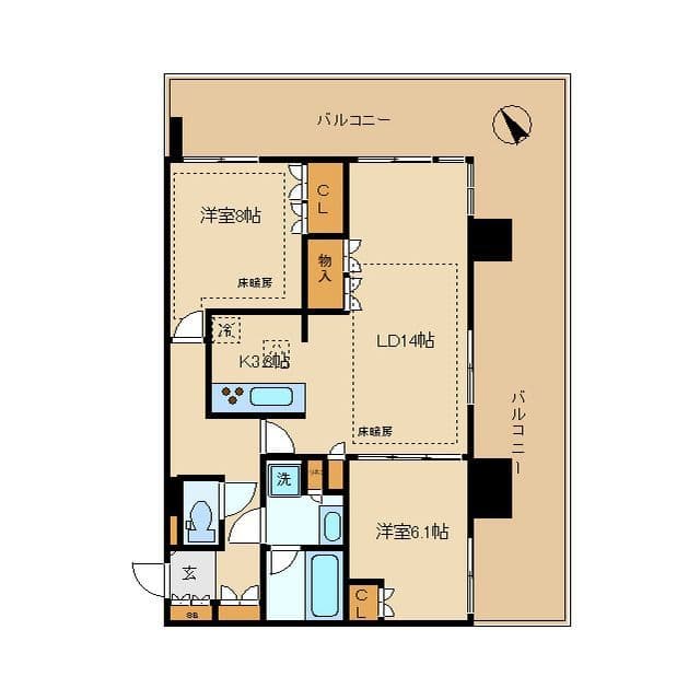 シティタワー新宿 1810 間取り図