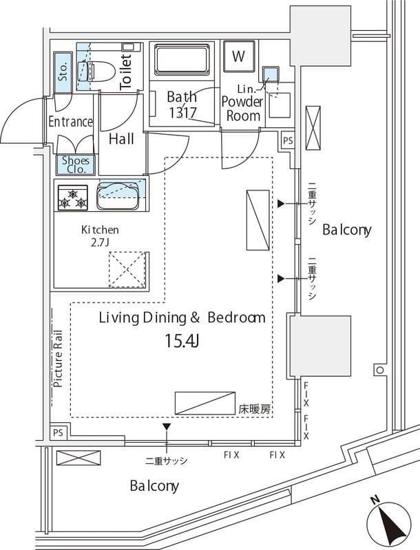 シティタワー新宿 BS305 間取り図