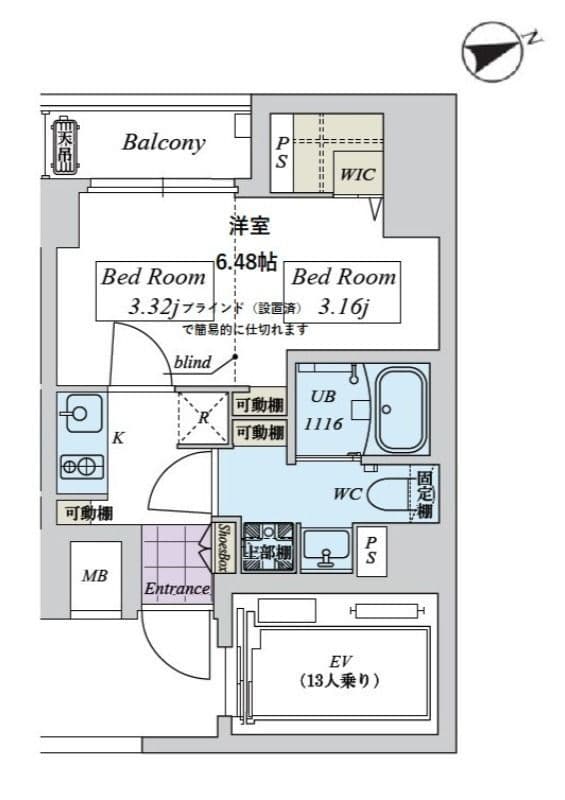 CREAL日本橋浜町 402 間取り図