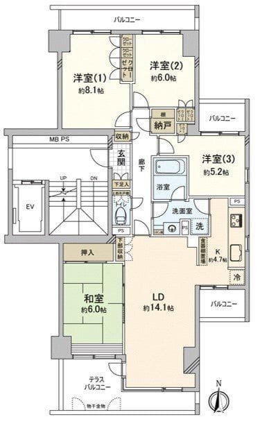アーバンハイツ丘の街6号棟 206 間取り図