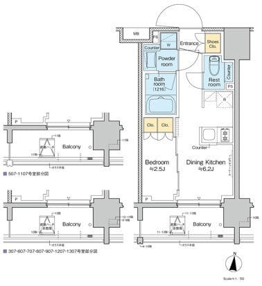 プラウドフラット亀戸ステーションプレイス 1007 間取り図