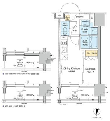 プラウドフラット亀戸ステーションプレイス 1403 間取り図
