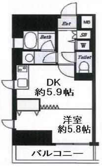 デュオ・スカーラ西新宿Ⅱ 401 間取り図