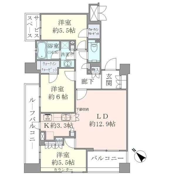 ジオ四谷坂町 504 間取り図