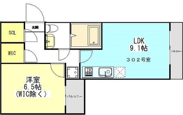 モダンモート徳丸 302 間取り図