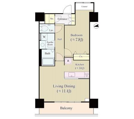 勝どきビュータワー 2713 間取り図