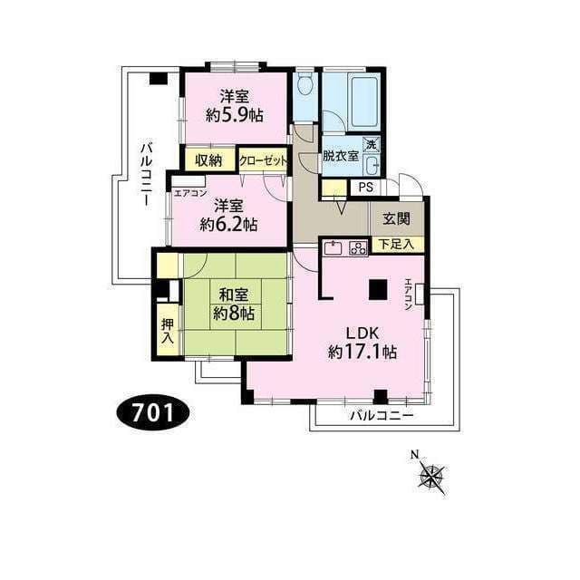 シティーコープ平沼 701 間取り図