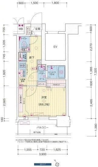 プレサンス横浜鶴見市場シュネル 0502 間取り図