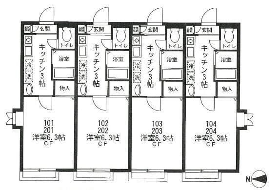 フォレスト祐天寺 202 間取り図