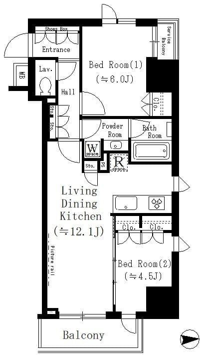 ルフォンプログレ文京湯島 401 間取り図