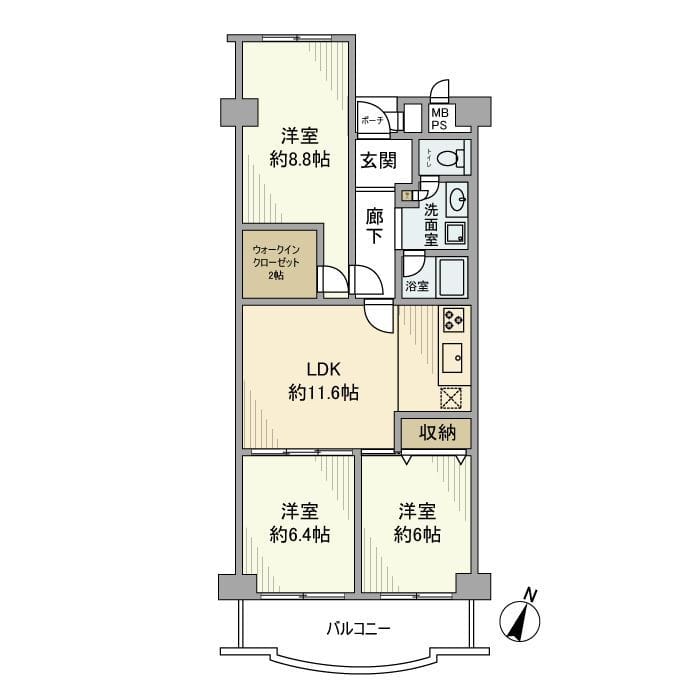 菊名ハイツ1号棟 503 間取り図