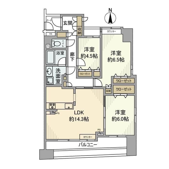 東急ドエル・アルス大井一丁目 1301 間取り図