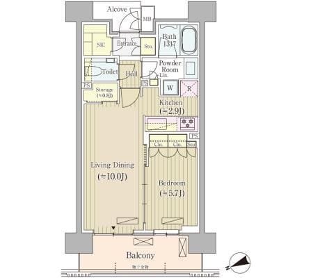 ジオ四谷荒木町 302 間取り図