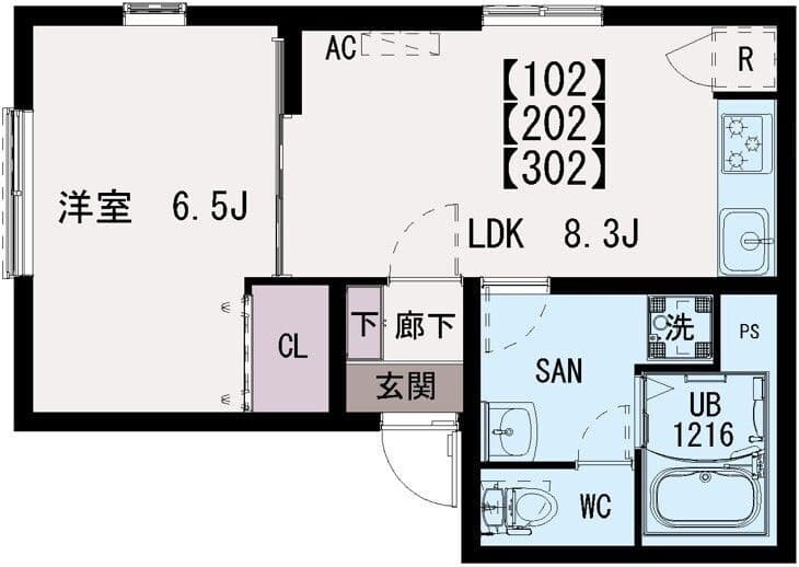 清水Ⅱ 202 間取り図