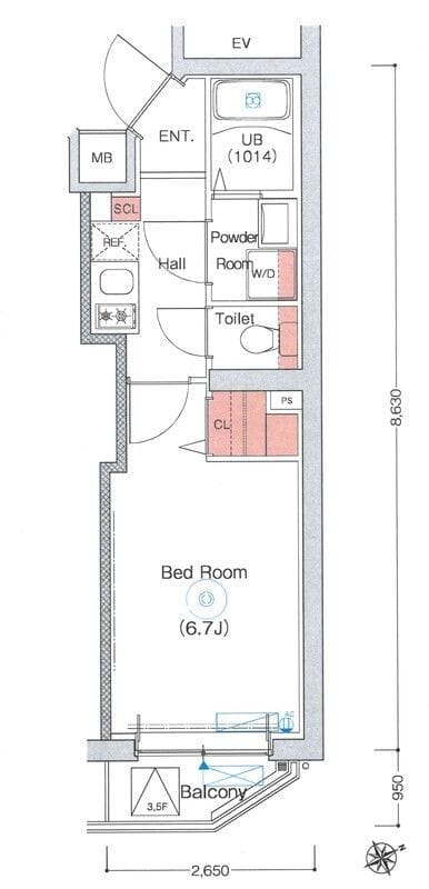 エストゥルースプラス川崎 101 間取り図