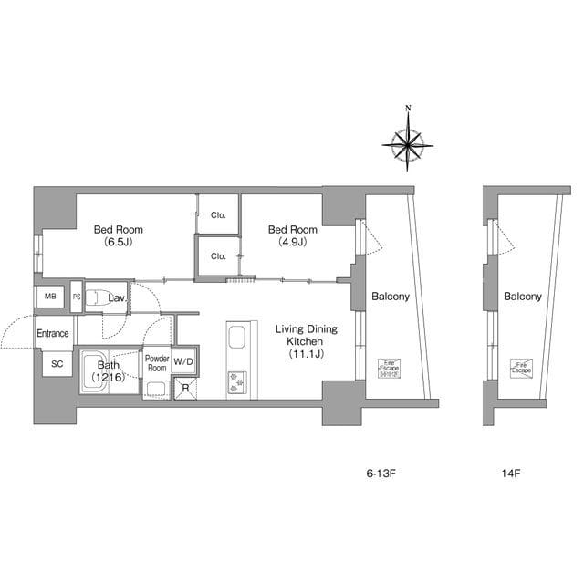 コンフォリア・リヴ住吉千田 0804 間取り図
