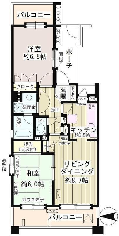 大森パーク・ホームズ ベイサイドコート 301 間取り図