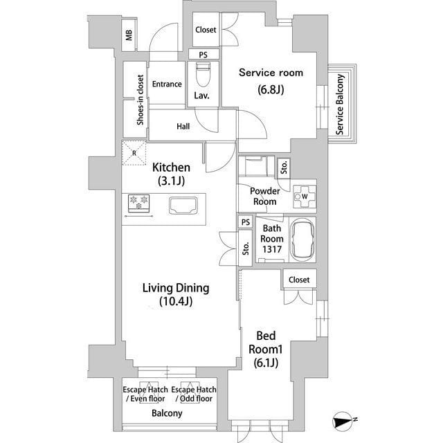 広尾ヴィラスクエア 0201 間取り図