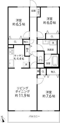 TRガーデン蕨(旧PLENDY蕨) 301 間取り図